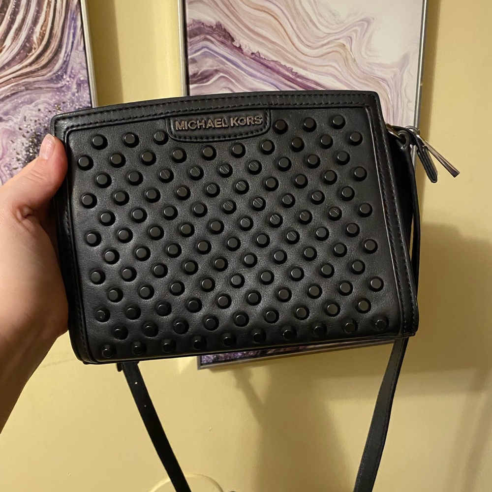Michael Kors Black Studded Crossbody Bag